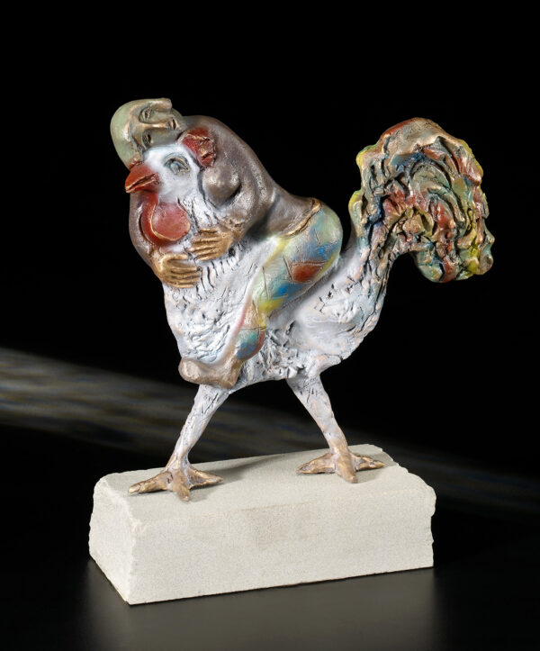 Frau auf Hahn "Hommage an Chagall", limitiert